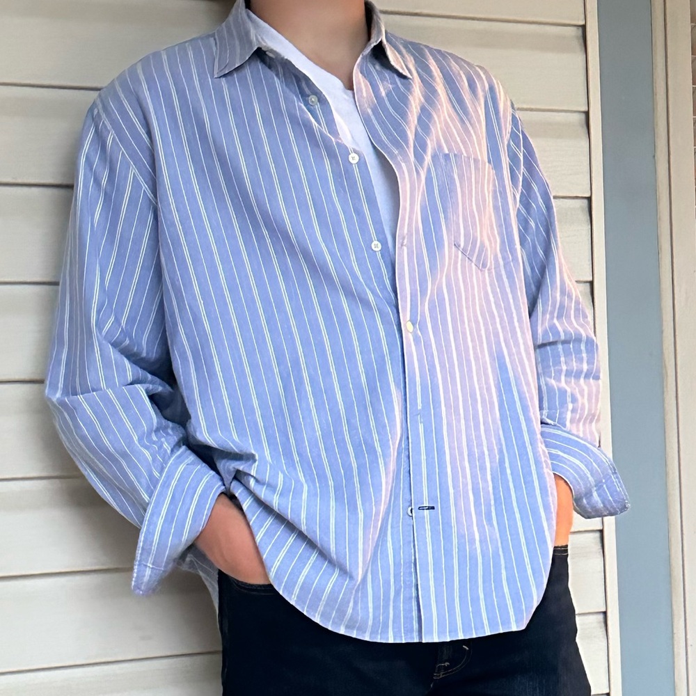XXL light blue green stripe flannel